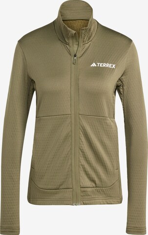 ADIDAS TERREX Athletic Fleece Jacket in Green: front