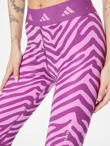 ADIDAS PERFORMANCE Skinny Sporthose 'Hyperglam Techfit High-Waisted Zebra' in Pink