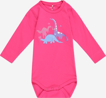 NAME IT - Pijama entero/body 'BABA' en rosa: frente