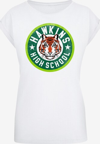 T-shirt 'Stranger Things Hawkins Tiger Netflix TV Series' F4NT4STIC en blanc : devant