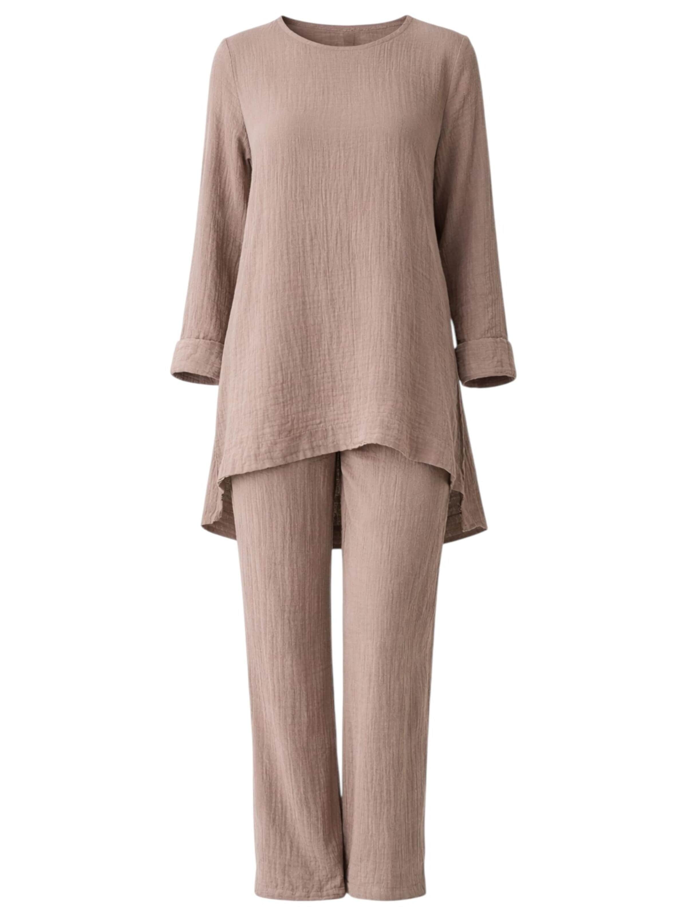 WENOR - Traje para estar en casa 'Ayda Modest' en beige: frente