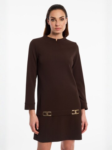 Ana Alcazar Jurk ' Entysa ' in Bruin: voorkant