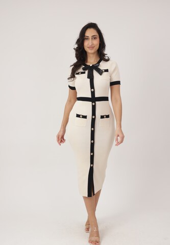 Abito in maglia di Elara in beige: frontale