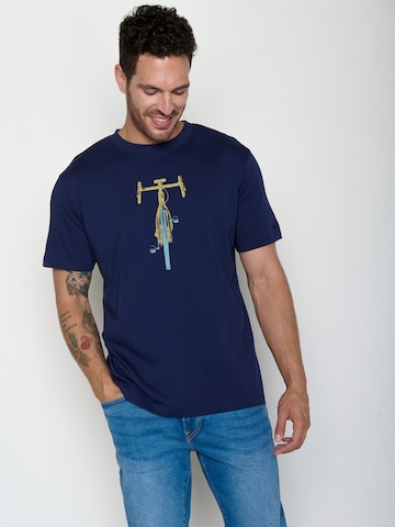 GREENBOMB Shirt 'Fusion Bike Front Stamp' in Blauw: voorkant