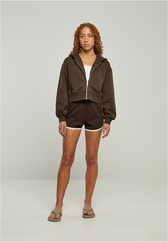 Urban Classics Zip-Up Hoodie in Brown