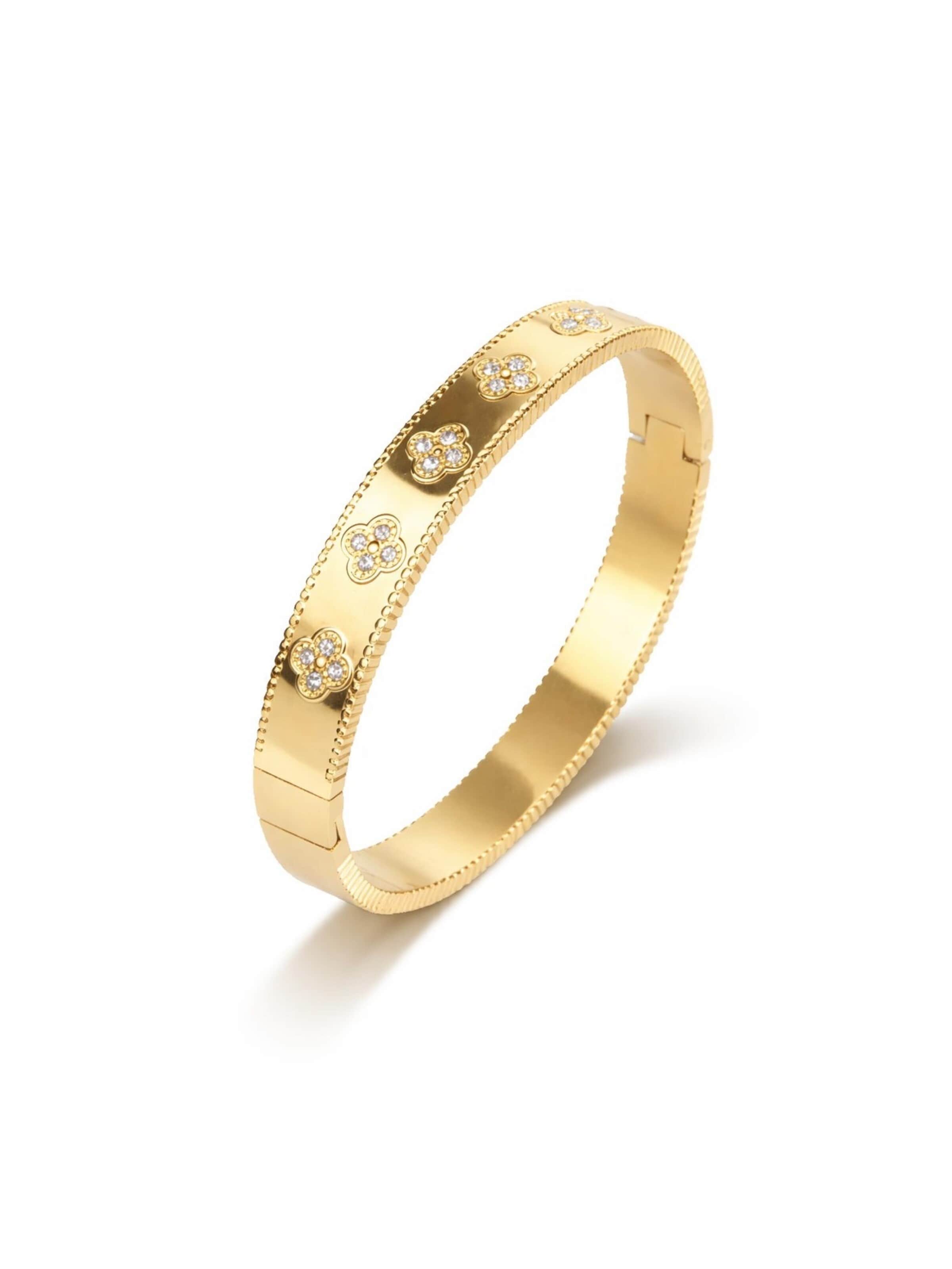 ROUGEMONT Jewellery Bracelet 'Glücksbringer Vintage Kleeblatt Armreif 18cm' in Gold: front