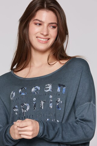 Soccx Oversized-Pullover mit Used-Optik und Artwork in Blau