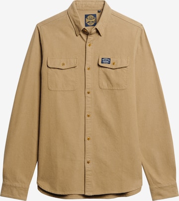 Superdry Button Up Shirt in Brown: front