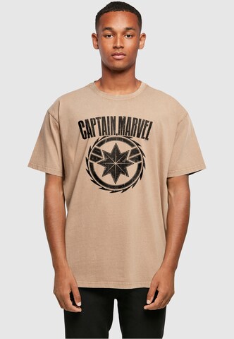 ABSOLUTE CULT Shirt 'Captain Marvel - Blade Emblem' in Beige: voorkant
