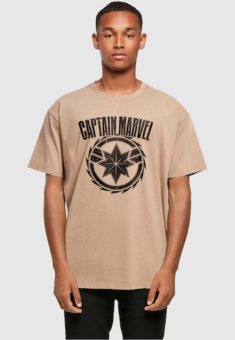 ABSOLUTE CULT T-Shirt 'Captain Marvel - Blade Emblem' in Beige: predná strana