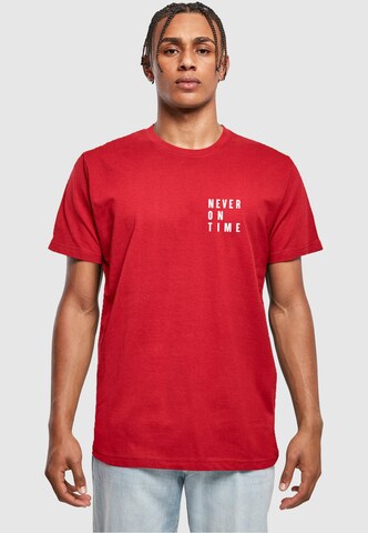 Merchcode Shirt 'Never On Time' in Red: front