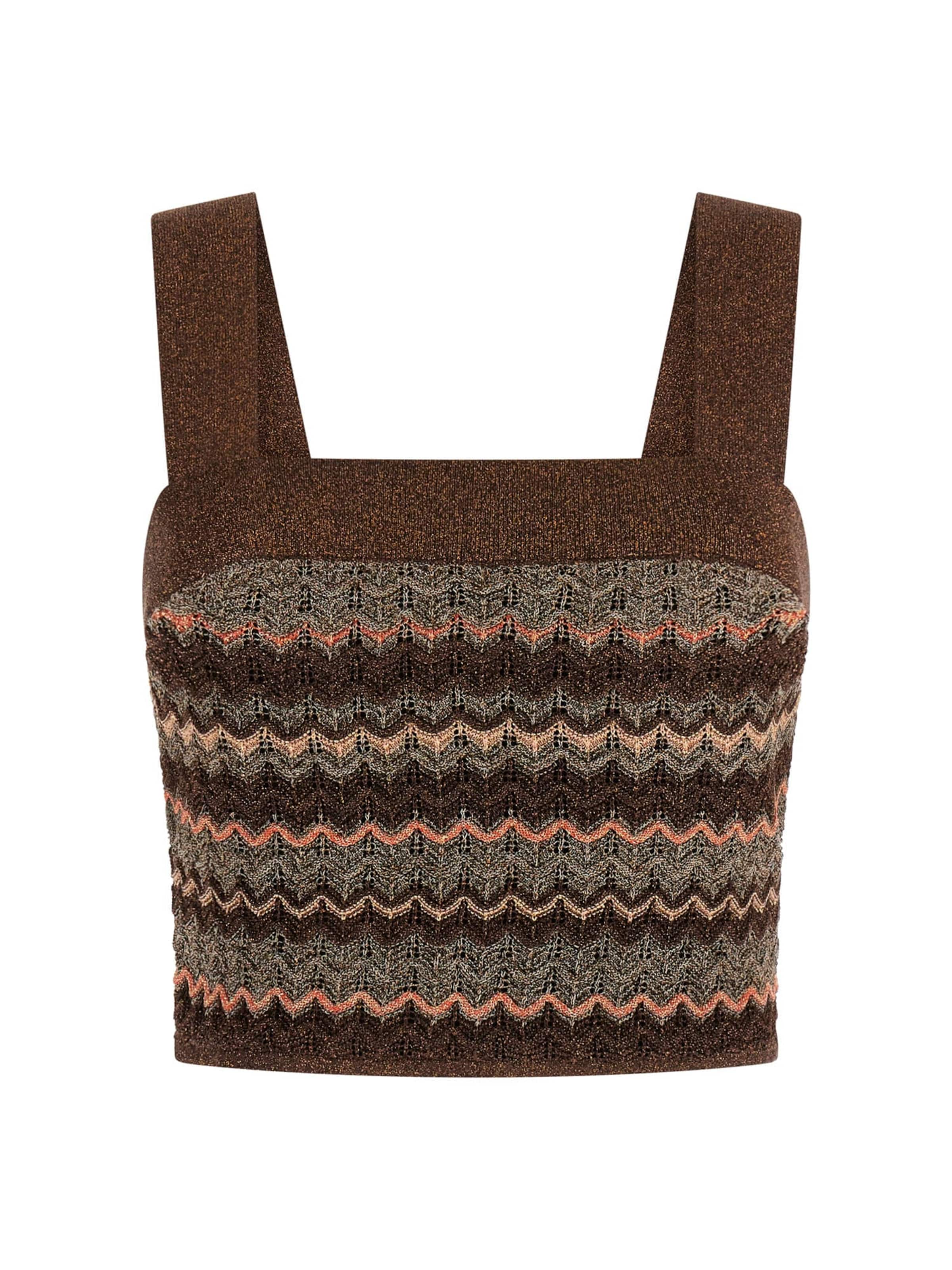MARCIANO LOS ANGELES Knitted Top in Brown: front