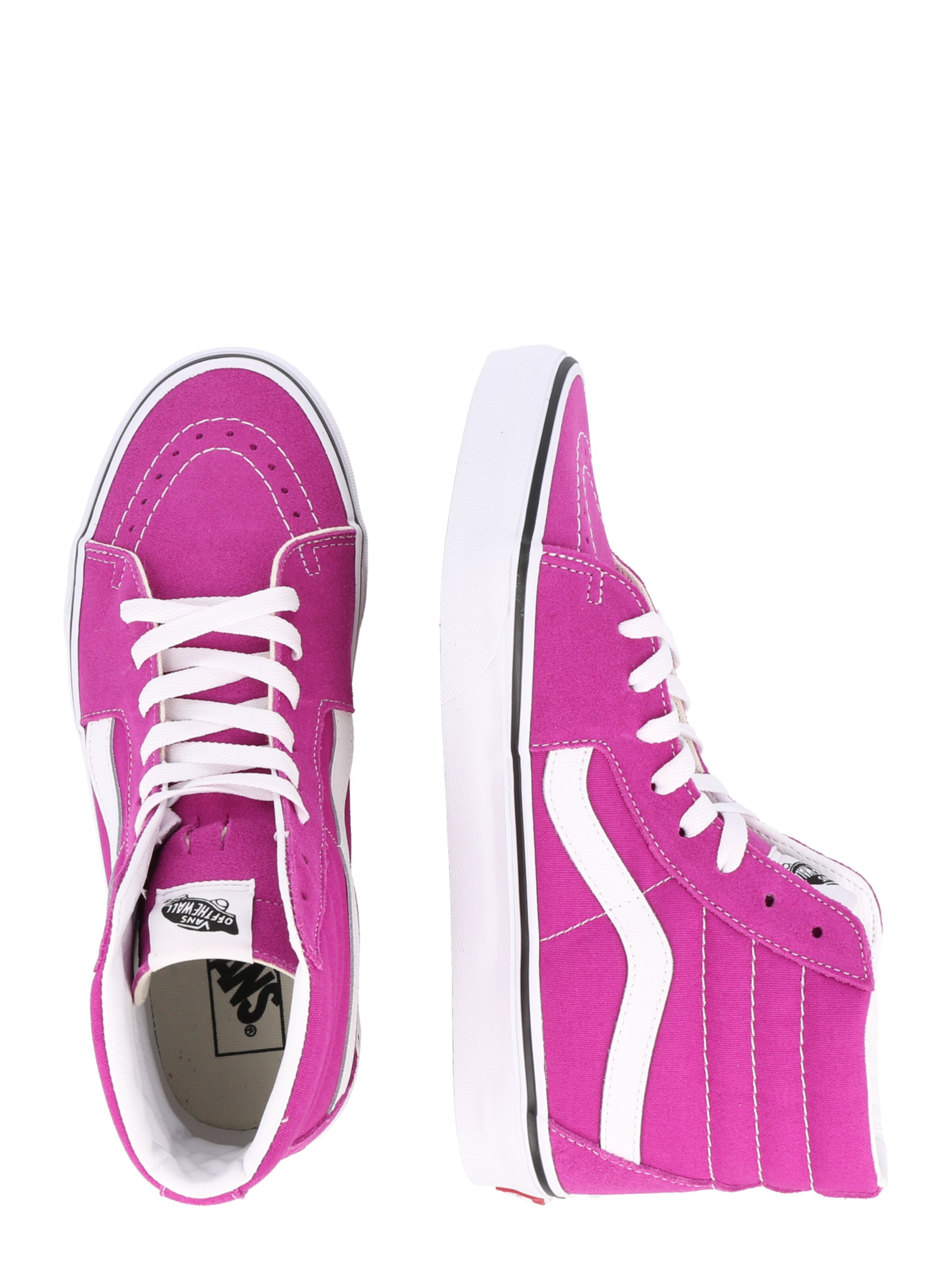 pink and white high top vans