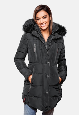 MARIKOO Winter coat 'Moonshine' in Black: front