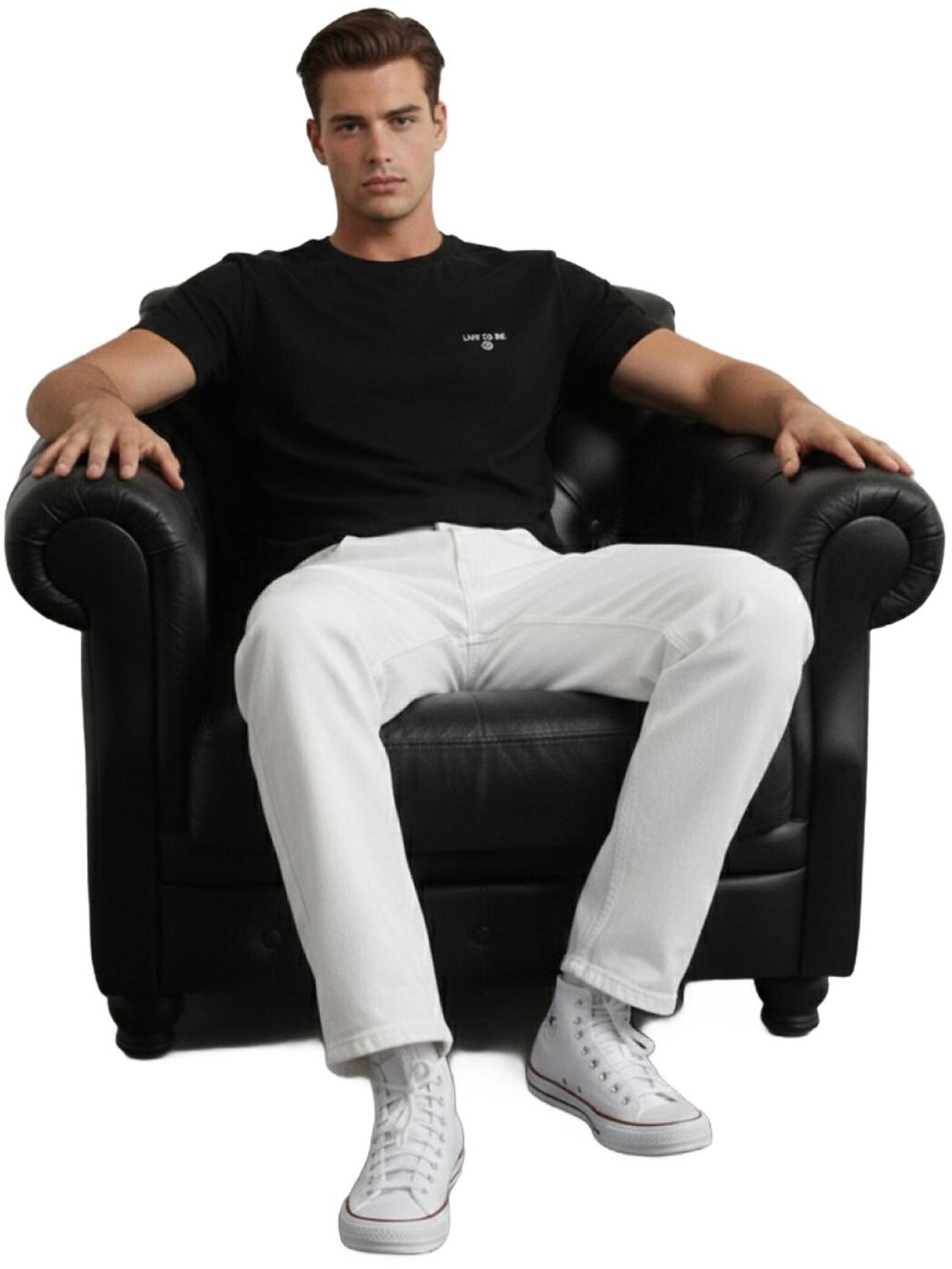 LTB Jeans - Camiseta 'Minimal Print T-Shirt' en negro: frente