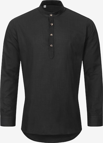 Indumentum Slim fit Button Up Shirt in Black: front
