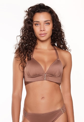 LingaDore Triangle Bikini Top in Brown: front