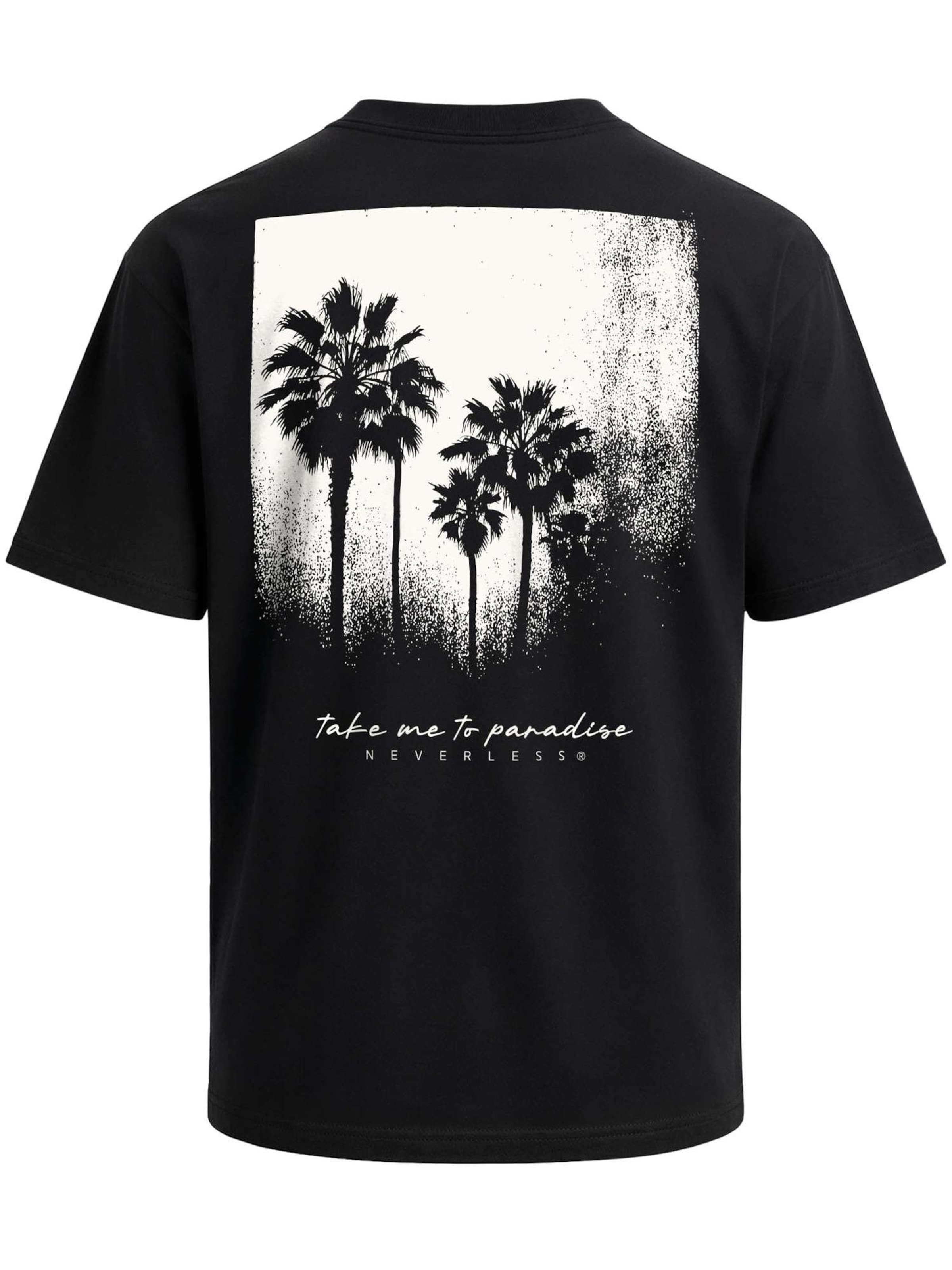 Neverless Shirt 'Palmen'‌‌‌‌‌ in Schwarz: Vorderseite