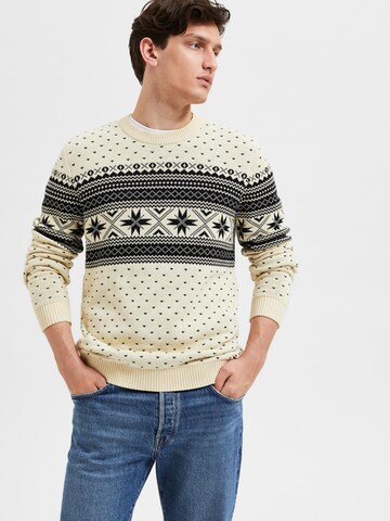 SELECTED HOMME Pullover 'Claus' i hvid