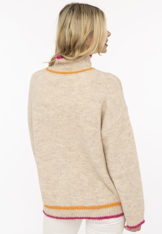 Zwillingsherz Strickpullover High Neck Pullover heart in Beige: Seite