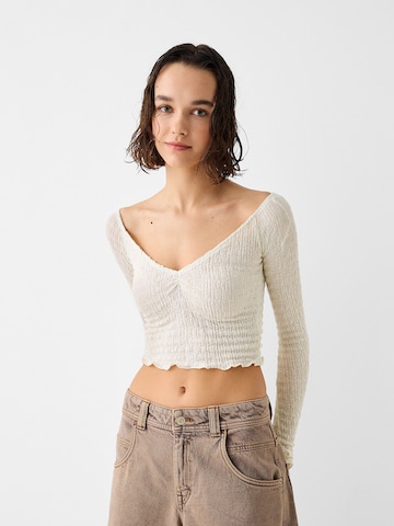 Bershka Sweater in Beige: front