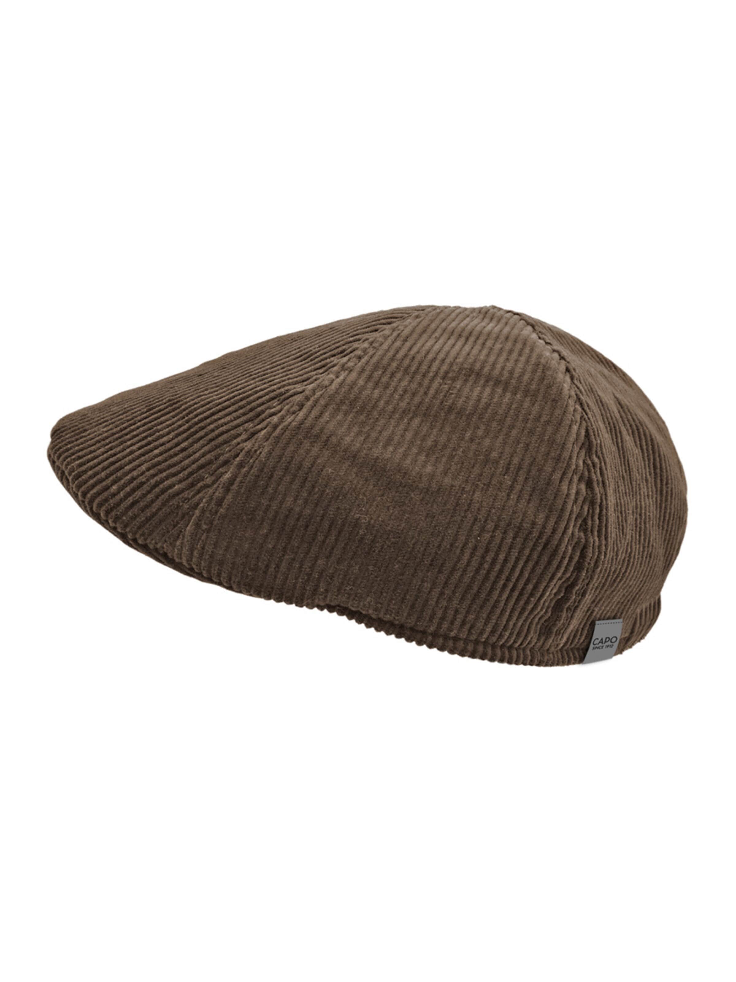 CAPO Beanie 'Schiebermütze, Cord, Futter' in Brown: front