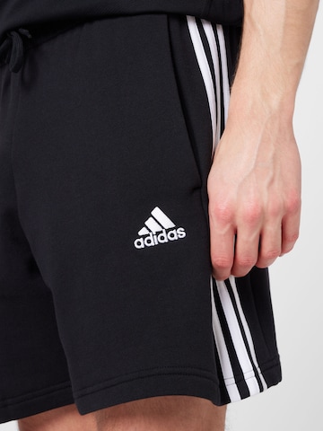 ADIDAS SPORTSWEAR Regular Workout Pants 'Essentials French Terry 3-Stripes' in Black