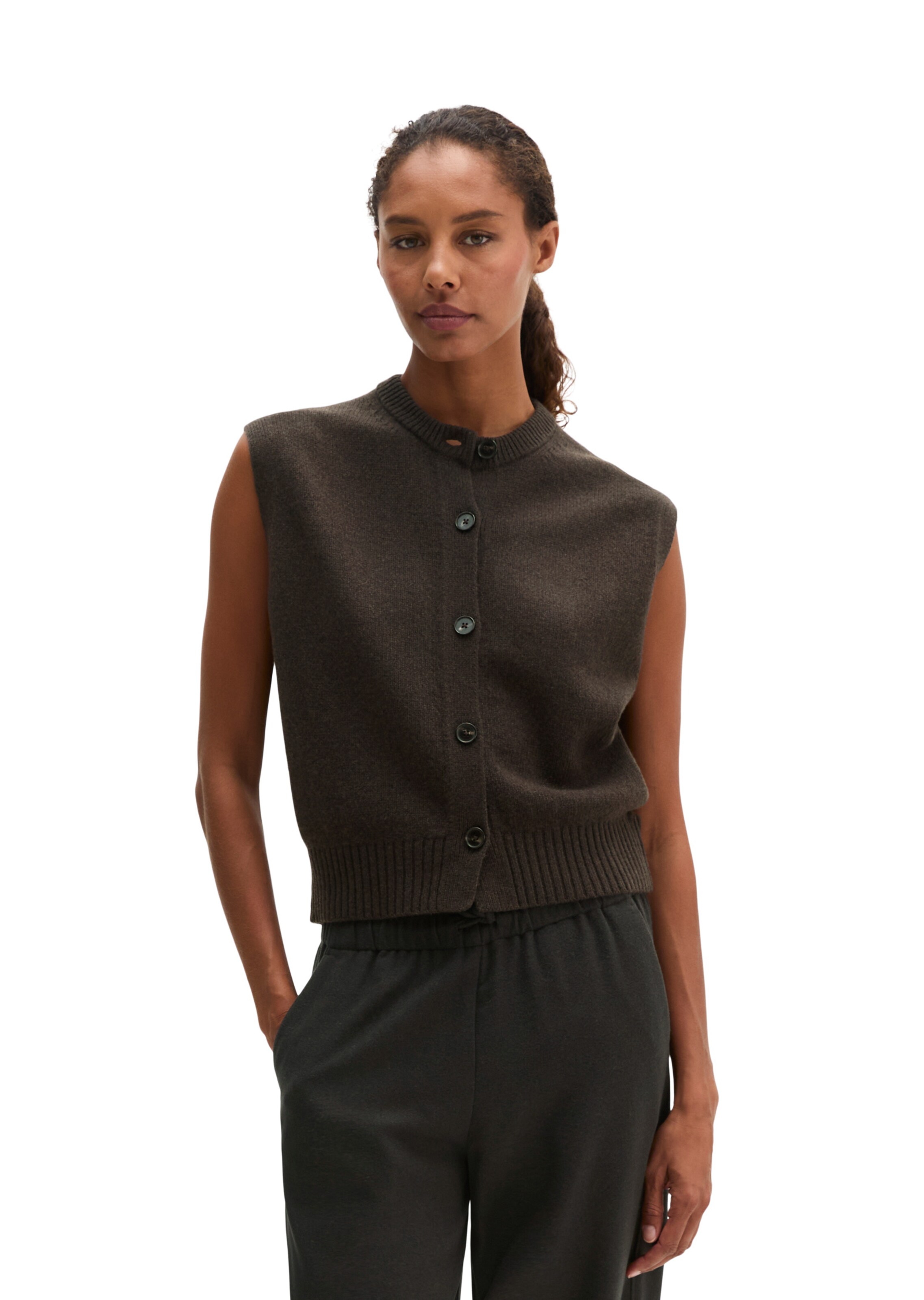 Marc O'Polo Knitted vest in Brown: front