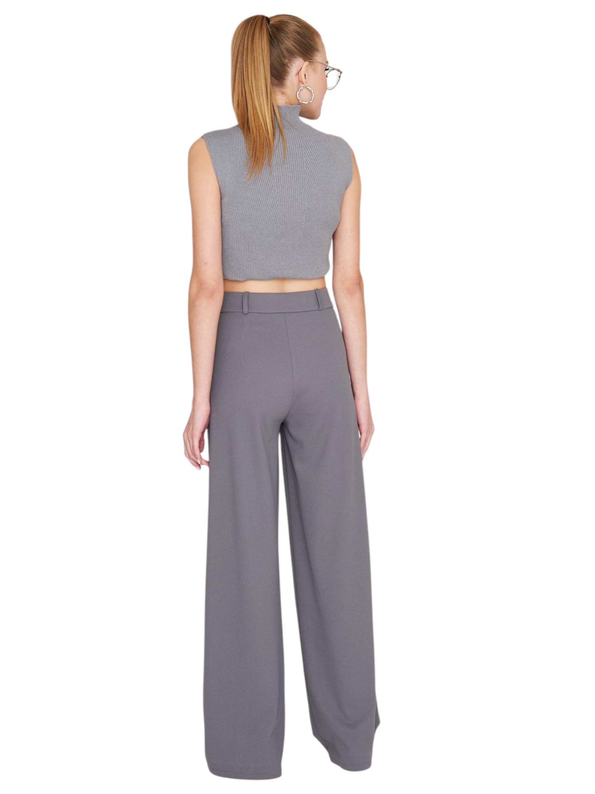 fashionshowcase Wide leg Pleat-Front Pants 'Seyra' in Grey
