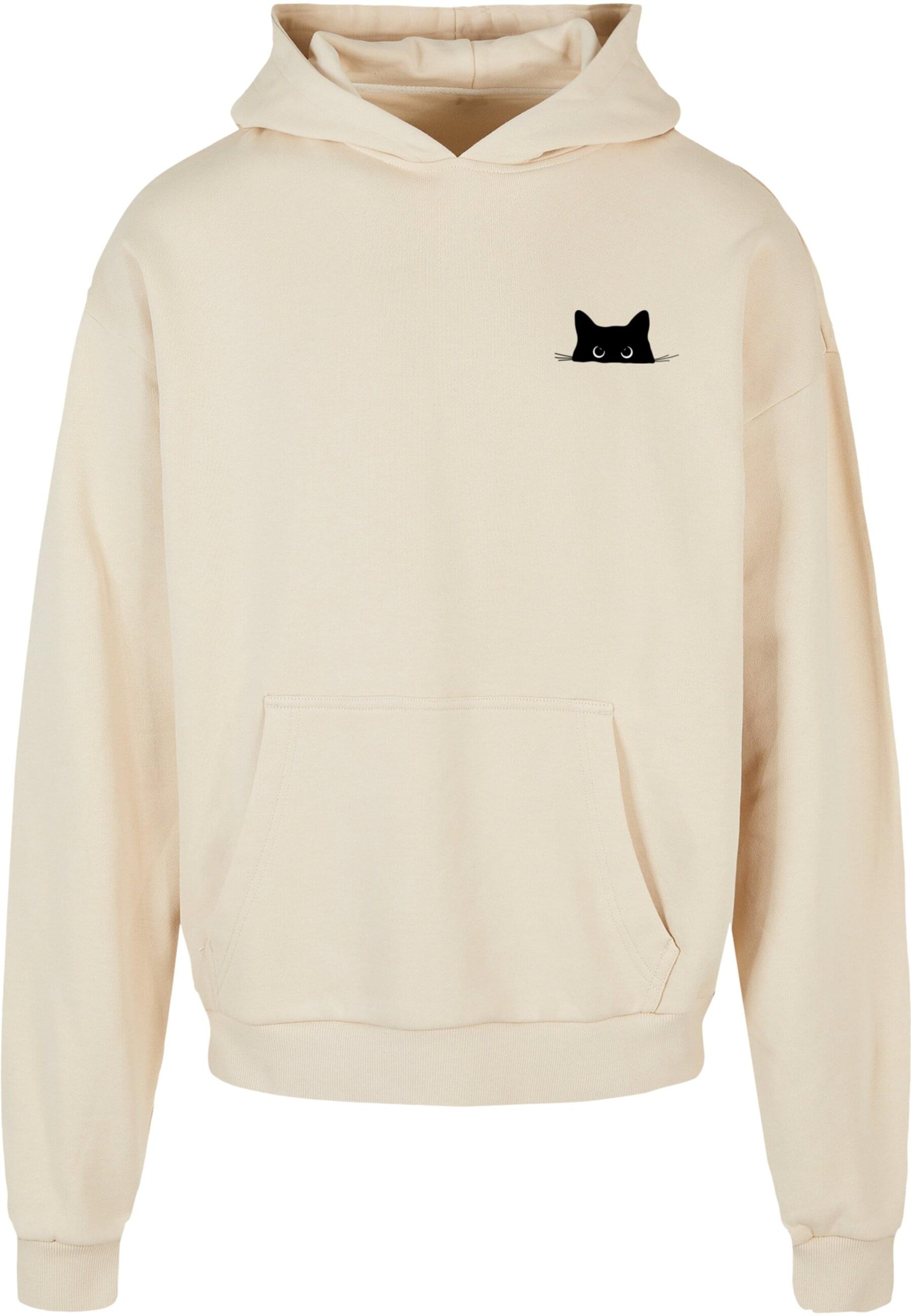 Merchcode Sweatshirt 'Halloween - Cat' i beige: framsida