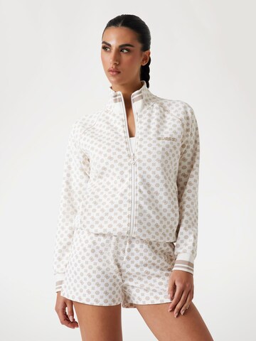 GUESS Zip-Up Hoodie 'Scuba' in White: front