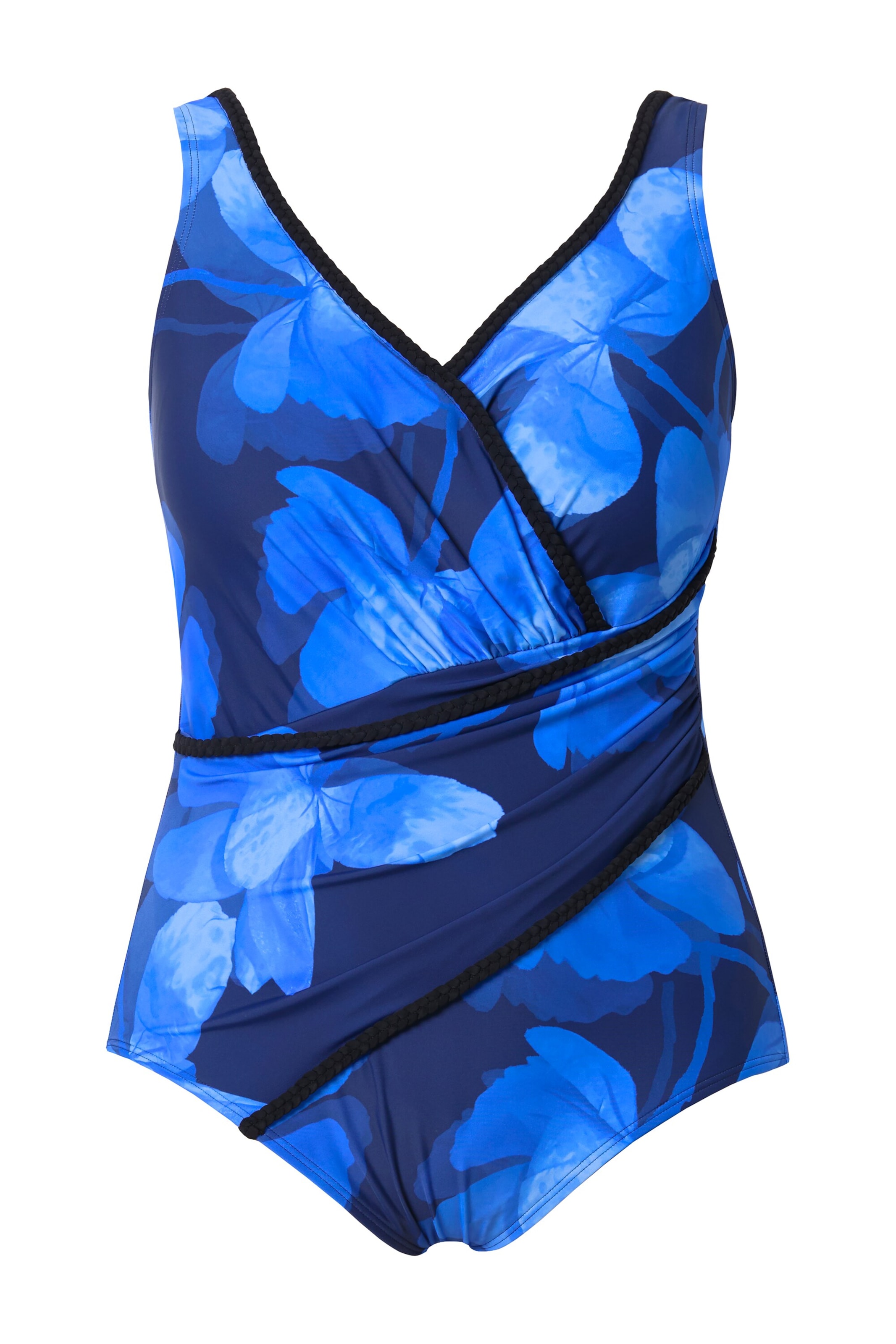 Ulla Popken T-shirt Badpak in Blauw: voorkant