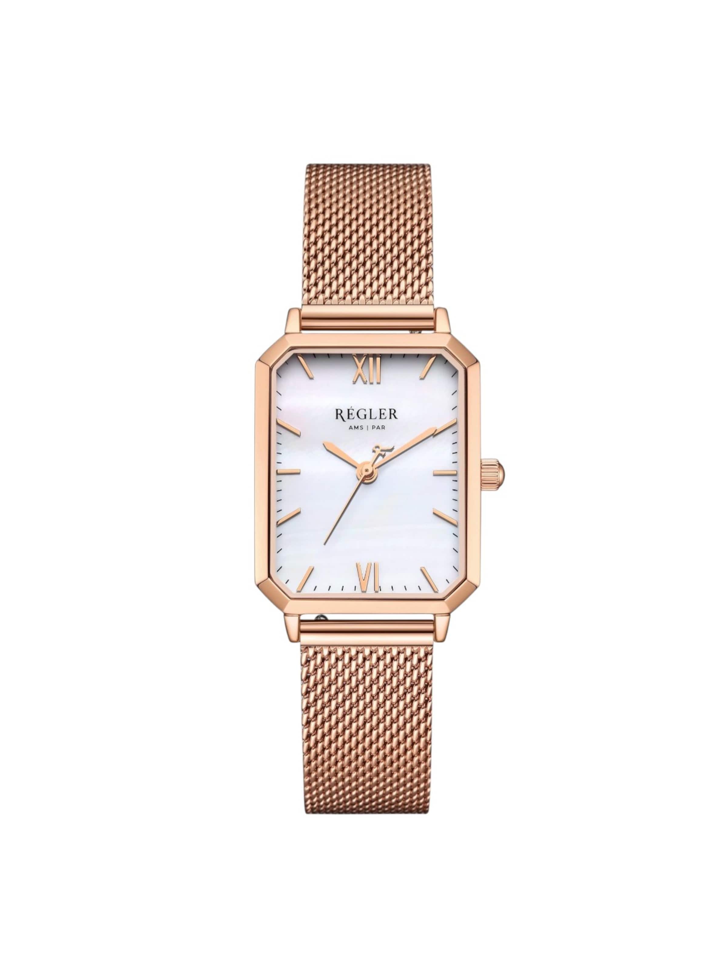 Montre à affichage analogique 'Régler Élégance Mesh Rose Gold - Pearl' Régler en or : devant