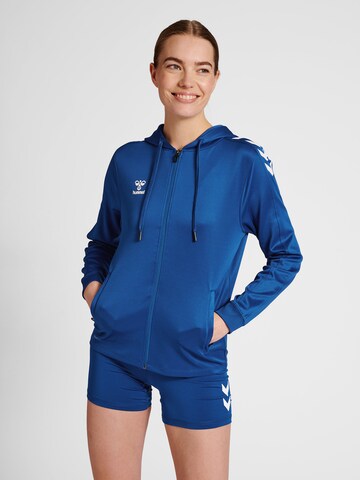 Hummel Athletic Zip-Up Hoodie in Blue: front