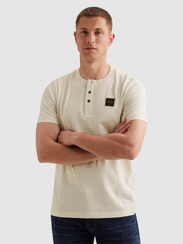 PME Legend Regular fit Button Up Shirt 'Henley T-shirt with badge' in White: front