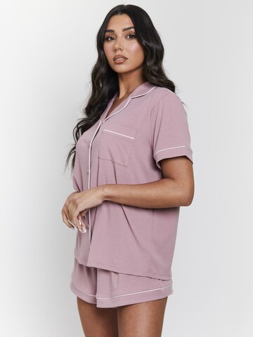 Loungeable Short Pajama Set in Pink: front
