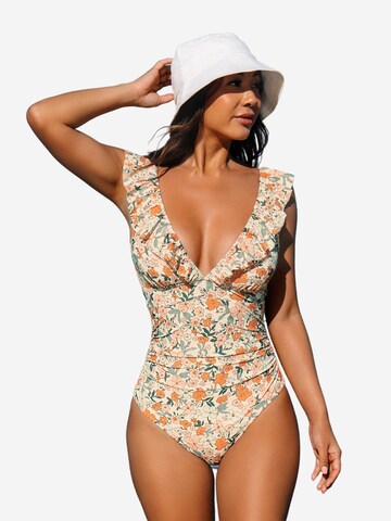 Cupshe Bralette Swimsuit in Orange: front