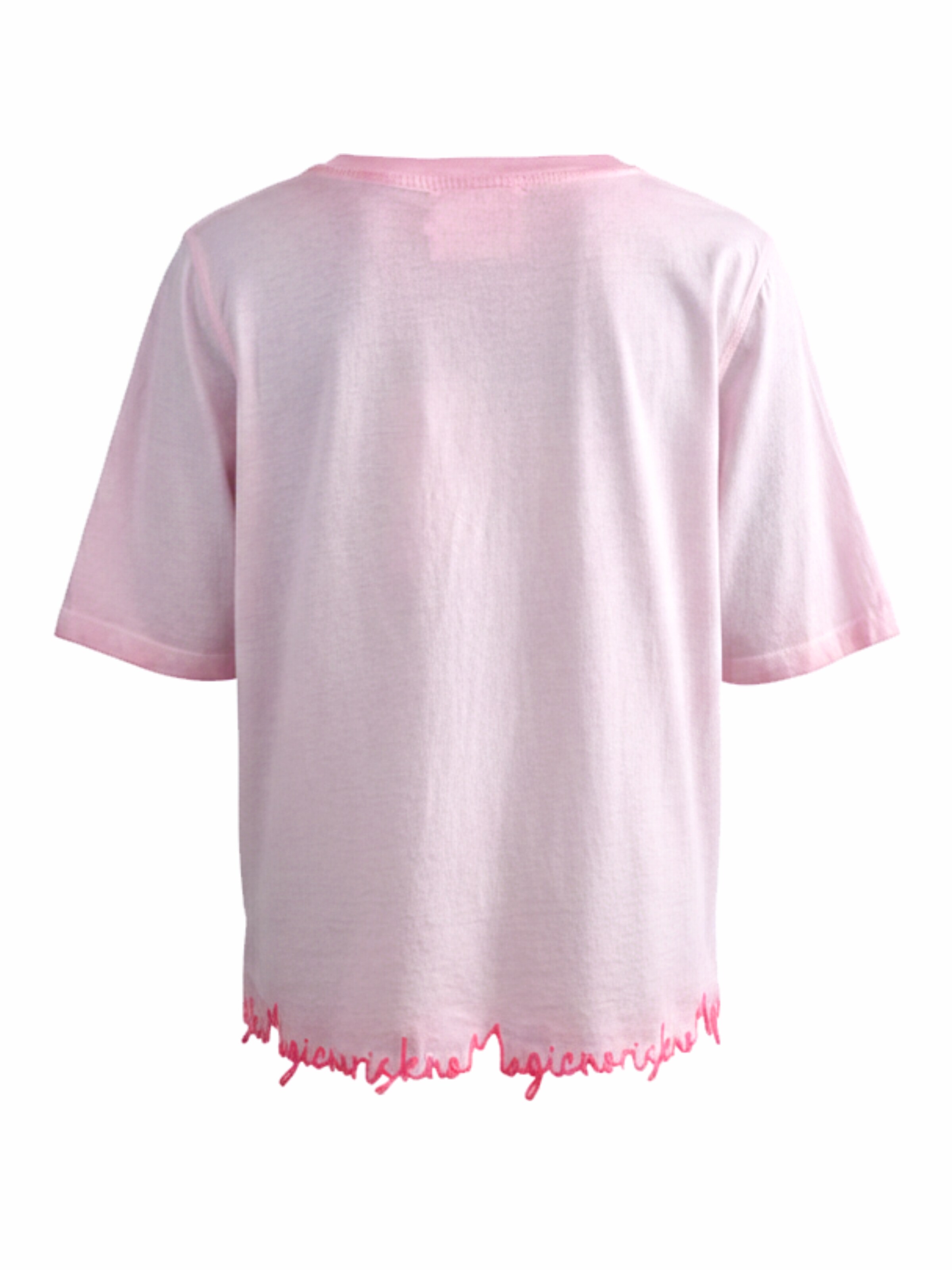 LIKS. Munich Shirt 'Tshirt with embroidery No Risk no Magic' in Roze