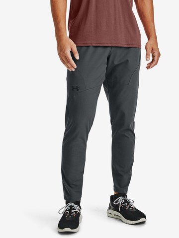 UNDER ARMOUR Tapered Workout Pants 'Unstoppable' in Grey: front