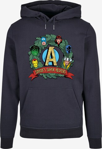 ABSOLUTE CULT Sweatshirt 'Marvel - Santa's Super Helpers' in Blau: predná strana