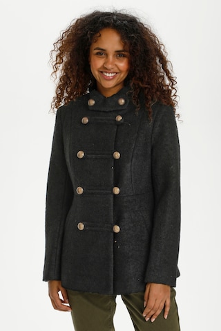 Cream Between-Seasons Coat 'Annabell' in Black: front