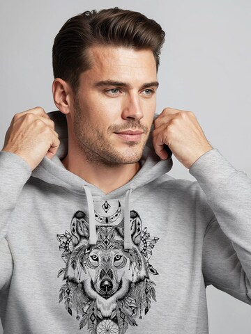 Neverless Sweatshirt 'Boho Wolf' in Grey