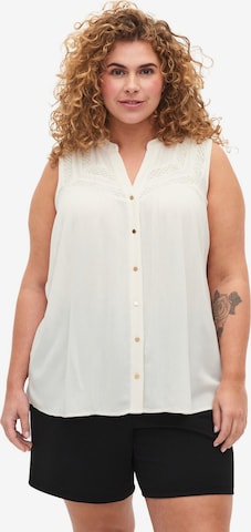 Zizzi Bluse 'MROWEN' i hvid: forside