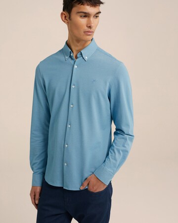 WE Fashion Slim fit Button Up Shirt in Blue: front