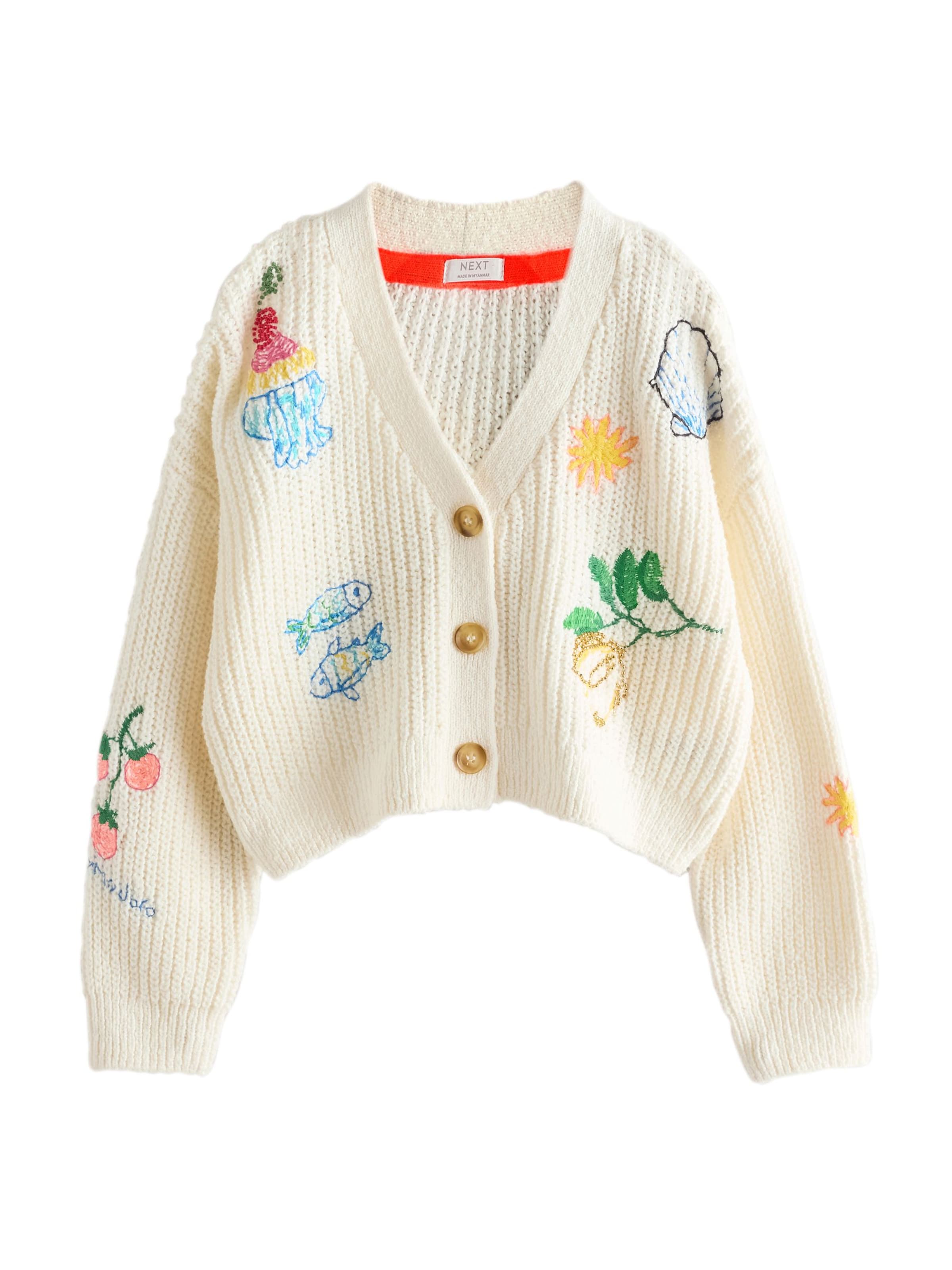 Geacă tricotată de la Next pe bej: față