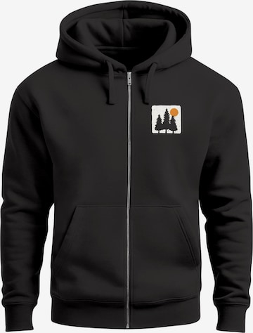 Neverless Sweatjacke 'Pine Trees' in Schwarz: Vorderseite