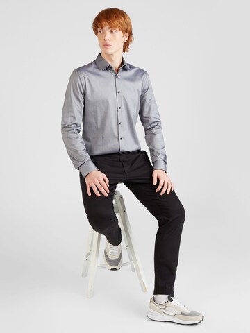 OLYMP - Slim Fit Camisa em cinzento