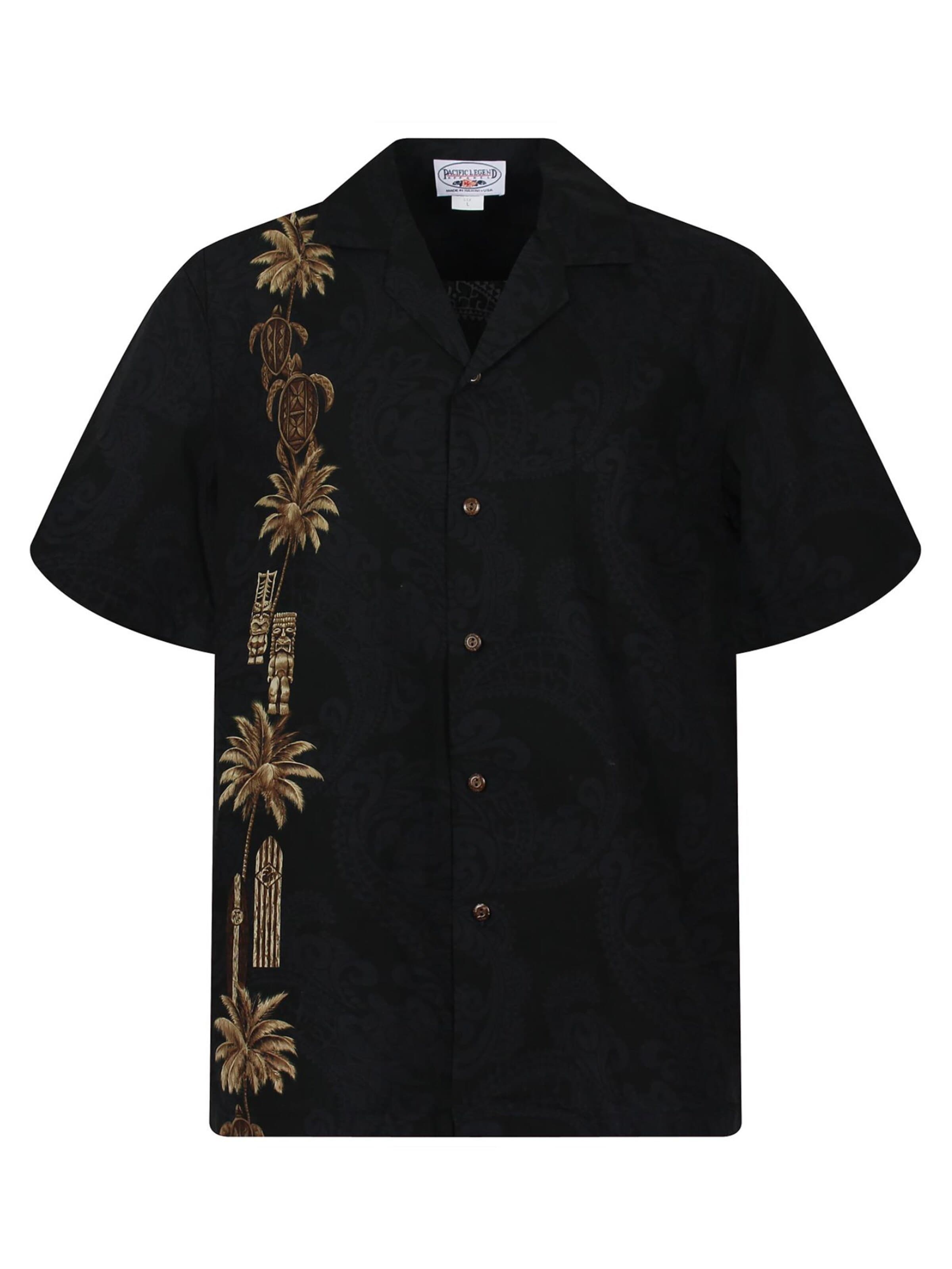 Pacific Legend Regular fit Button Up Shirt 'Turtle New' in Black: front