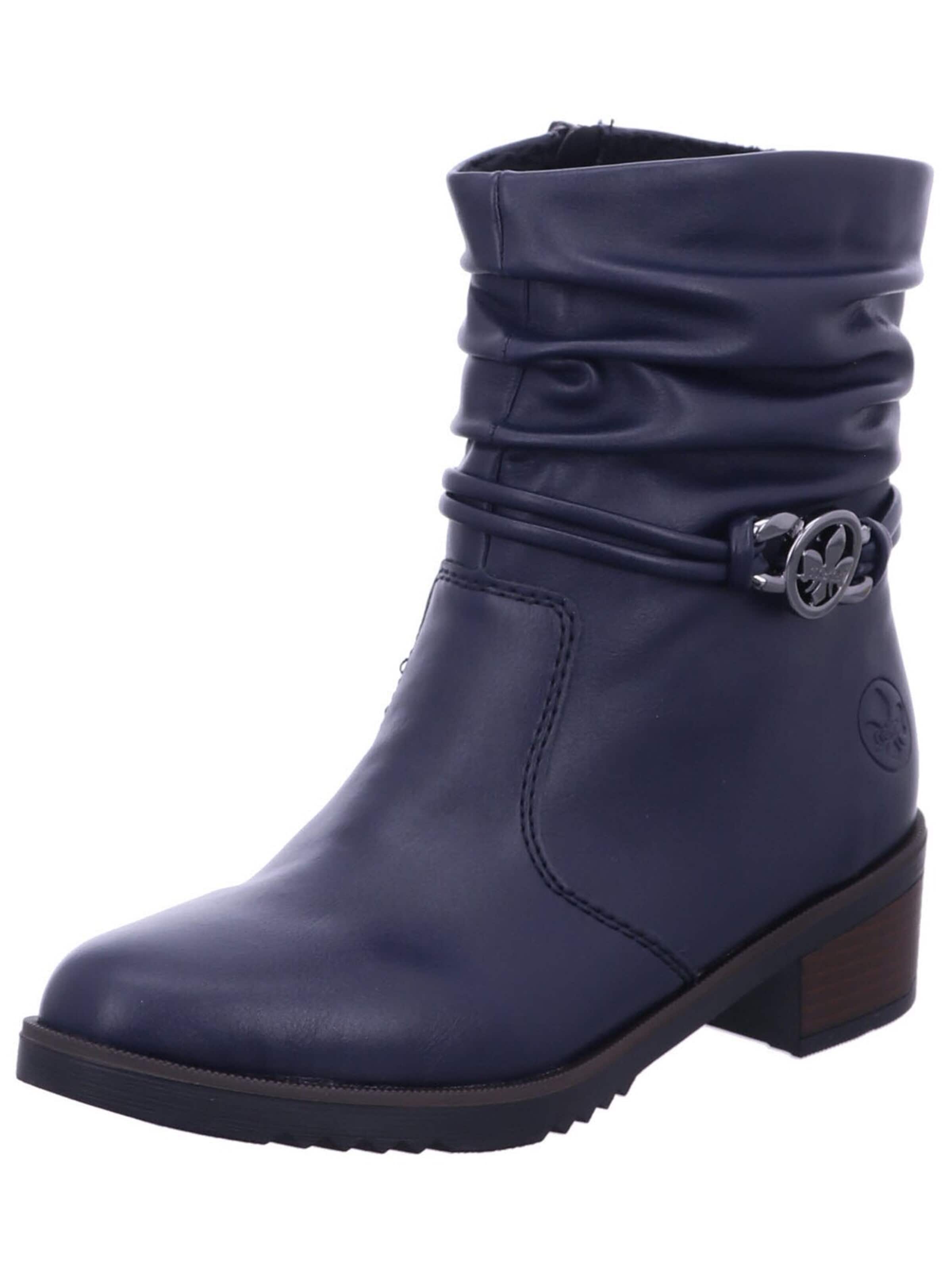 Rieker Boots 'Stiefelette Damen Y0572 14 Kunststoff (Synthetik) in blau' in Blauw: voorkant