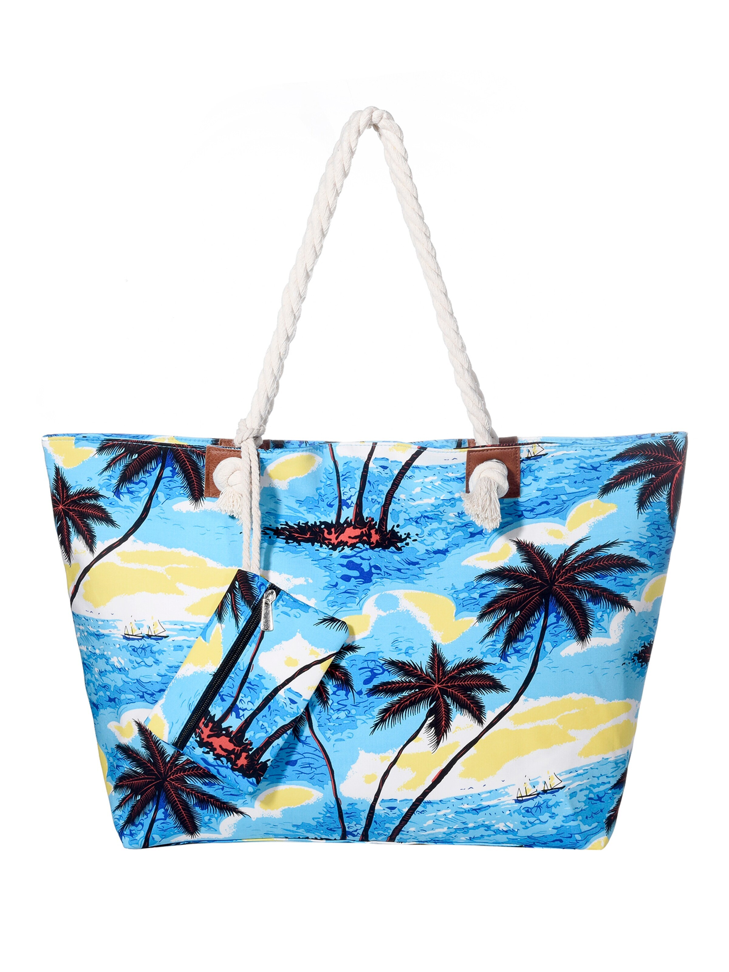 DonDon Beach Bag 'DonDon Strandtasche mit Reißverschluss Shopper Beach bag Badetasche Bunte Welt' in Blue: front